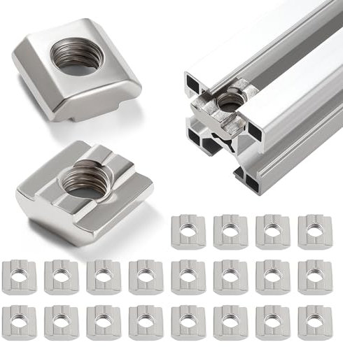 Lyeteung 20 Piezas 30 Series M8 Tuercas de Ranura en T, Tuercas Deslizantes, mitad Ronda Rollo en Deslizante T Ranura Tuerca, para Perfil de Extrusión de Aluminio 30 Series 8 mm