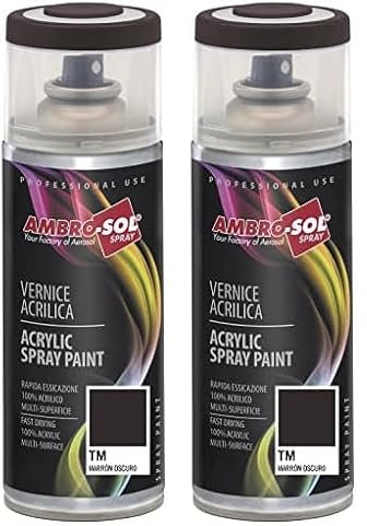 Ambro-Sol - Pintura acrílica en spray, color Marrón oscuro TM, RAL, resultado profesional en múltiples superficies, exteriores e interiores, 400 ml (Paquete de 2)