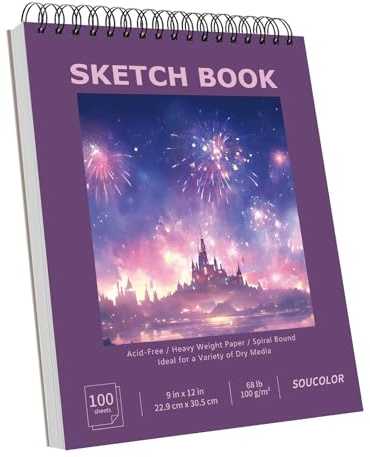 Soucolor 9x12 Sketch Book for Women,Purple Girls Sketchbook