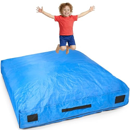 SaferBounce Crash Pad for Kids Sensory | Big 5Ft x 5Ft Or 3Ft x 4Ft | Autism Sensory Crash Mat for Jumping & Play | Crashpad | Soft Foam Landing Pad for Kids | Giant Pillow Mat | Climbing & Gymnastics