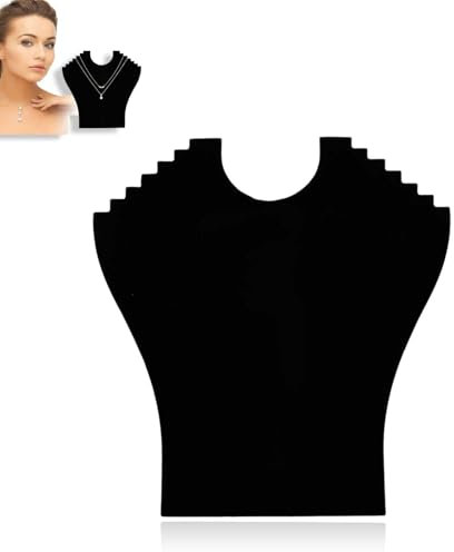 HERCHR Espositore Collane in flanella Nero, Organizzatore di Archiviazione Plancia Cavalletto per Busto di Gioielli, per l'esposizione in casa o in negozio