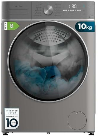 Cecotec Lave-linge Séchant 10-6 kg Chargement Frontal Bolero Wash&Dry 10680 Inverter Steel B. 1400 tr/min, 16 Prog, Moteur Inverter Plus, SteamMax, OnSmart, Fuzzy Logic, SpaCare et Détecteur de Charge
