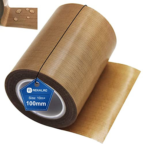 REKALRO Cinta adhesiva de teflón/cinta adhesiva de PTFE, cinta de alta temperatura para impresora 3D, cinta de sellado al vacío, cinta aislante para máquina de sellado al vacío (100 mm x 10 m)