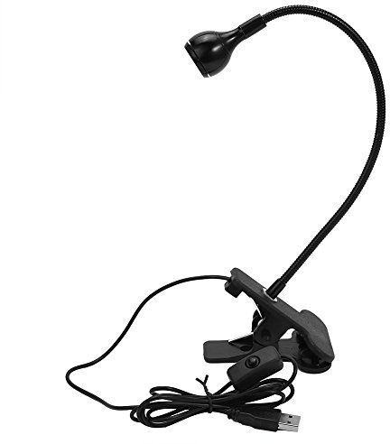 Ny Flexibel Svanhalsklämma, USB LED Bordslampa Läslampa Bärbar Bordsdatorklämma Kall Vit 1W (BLACK)