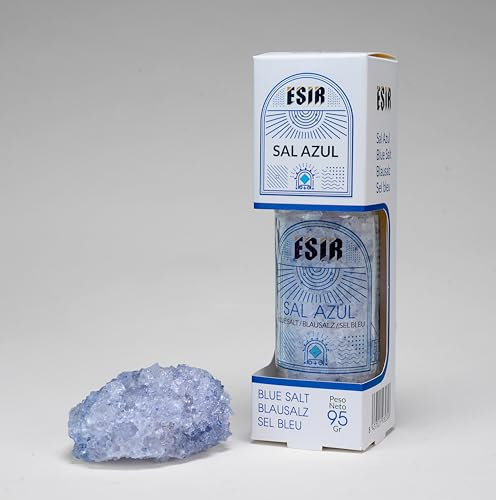 Esir Sel de Cristal Bleu | Sel de l'Himalaya 100% Naturel | Sans Additifs | Non Raffiné avec Une Teneur Elevée en Oligo-Eléments | Utilisé pour Assaisonner et Condiment | 95g |