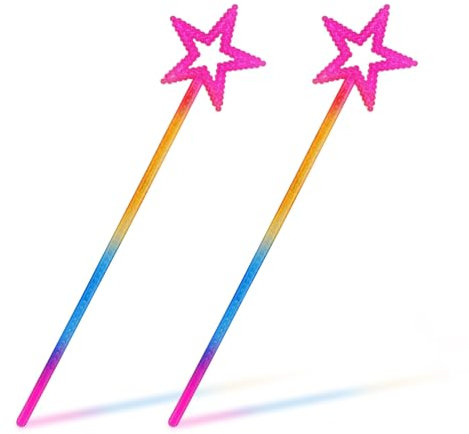 Molain 2pcs Prinzessin-Stab, Prinzessin Zauberstab, Zauberstäbe für Kinder Stern Glitzer Zauberstab Kostüm Requisiten Engel Zauberstab für Geburtstag Hochzeit Cosplay Rollenspiel Spielzeug(Multicolor)