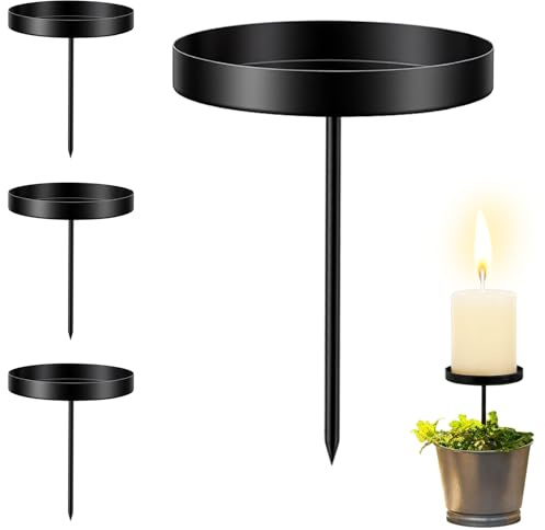 Lot de 4 bougeoirs pour Couronne de l'Avent, Noir, ø 7,5 cm/6,5 cm/4,5 cm au Choix métalliques avec Socle, piquer pour Couronne de l'Avent, Bougies cylindriques, Guirlande de Noël - 4,5 cm