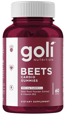 Goli Nutrition, Beets Cardio, 60 vegane Gummies, 12mcg Vitamin B12 & 200mg Rübenpulver-Extrakt je Dosis, Glutenfrei, Sojafrei, GMO frei, Geschmacksneutral