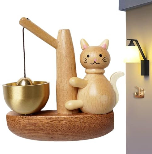 Timbre de puerta, timbre magnético único, campanilla colgante juguetona, adornos únicos para el hogar, colgantes de madera para gatos de pesca, campanillas de viento para pared de puerta