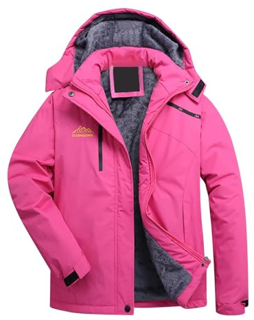 HAOLEI Giacca da Sci Montagna Impermeabile Parka da Neve Calda Imbottita Invernale Cappotto da Sci con Cappuccio Antivento Giubbotto da Viaggio Donna con Tasche Giubbotto Autunno 2024 Offerta