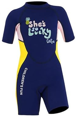 Kids Short Wetsuit for Boys Girls Youth Toddlers Kids 3mm Neoprene Shorty Wetsuits One-Piece Back Zip UV Protection Wetsuit for Diving Swimming and Surfing Suit (Yellow,Large)