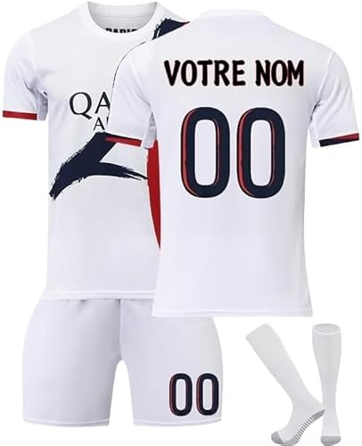 Générique Maillot De Foot Personnalisé Enfant Et Adultes Avec Nom Numéro De L'Équipe, Tenue De Sport Garçon Homme Cadeau Vêtements De Football Strips Tee Shirt Personnalisable Short Avec Chaussette
