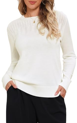 Allegra K Femme Pull Col Rond Manches Longues Coupe Décontractée Léger