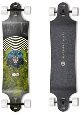 MINORITY Downhill Maple Longboard | 40-inch Drop Trough Deck | Made for Cruising Urban Commuting Ride (Panther)
