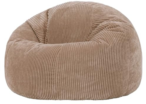 icon Classico Poltrona Sacco, Marrone Moka, Velluto a Coste, Pouf Poltrona con Riempimento Incluso, Pouf Sacco, Camera da Letto, Soggiorno, Mobili Soggiorno