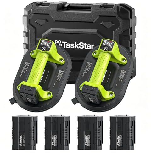 Taskstar Electric Suction Cup for Tile, Glass Suckers Lifters Heavy Duty | 550LBS Max Load, Auto Start, 4x 3000mAh Batteries, LCD Display, Battery Tile Suction Lifters for Window, Stone Handling