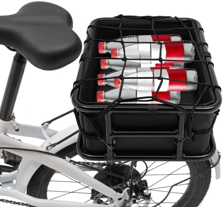 DAHAD Cesta trasera para bicicleta, portaequipajes grande, con red de carga y forro, capacidad de carga de hasta 70 kg, cesta extraíble para la mayoría de bicicletas y bicicletas eléctricas