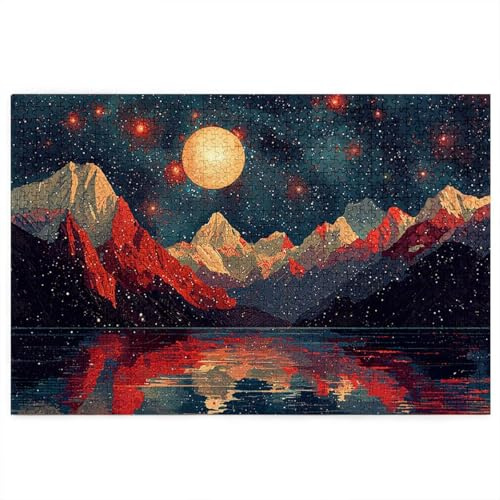 Pussel 5 000 delar vuxna, pusselberg 5 000 delar med presentförpackning, träpussel vuxna med naturträ, presenter till kvinnor, presenter till män, träpusseldekoration vardagsrum, (Starry Night) P-69
