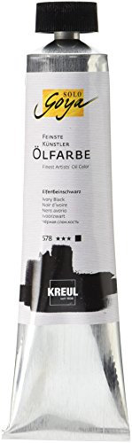 Kreul 31578 - Solo Goya Feinste Künstlerölfarbe, elfenbeinschwarz 255 ml Tube, buttrig vermalbar, cremige Konsistenz, glänzend auftrocknend mit hervorragender Leuchtkraft