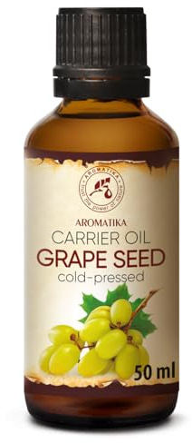 Huile de Base Pépins de Raisin - 50ml - Vitis Vinifera - Pressée à Froid - Huile de Support - Soins du Visage - Huile pour la Peau - Huile pour le Corps - Soin Peaux Sèches, Cheveux