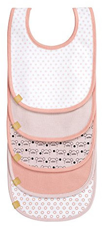 LÄSSIG Baby Kleinkind Lätzchen Set (5 Stk.) Klettverschluss Baumwolle wasserdicht/Value Pack Bib Little Chums Mouse