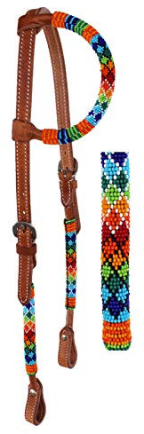 ProRider Horse Show Zaumzeug Western Leder Halfter Geschirr Rund perlenbesetzter Overlay One Ear 79rt04ha