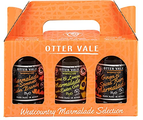 Otter Vale Marmalade Gift Pack, Three Great marmalades Each with a Generous Splash of Bo oze, Hand-Made in Devon, Gluten-Free, 3 x Glass Jars Total 945 g