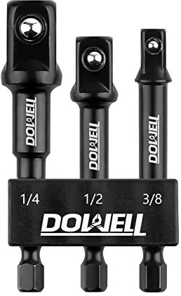 DOWELL Juego de adaptadores de enchufe de grado de impacto, broca de extensión con soporte de 1/4 pulgadas, extensión de broca eléctrica a llave de impacto de alta velocidad (3, 3 pulgadas)