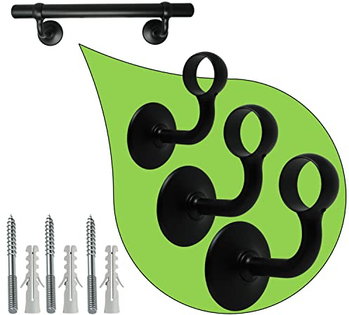 Parpyon® Supporti per corrimano a muro Staffe tubo passamano in Ferro accessori per ringhiere, Reggi Tubi con tasselli e viti prodotto italiano (Supporti 525, Nero-525)