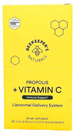 Beekeepers Naturals Liposomal Propolis with Vitamin C 12 Count, 0.27 Fz