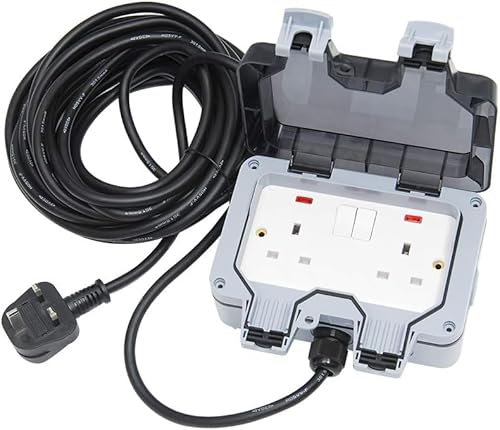 Outdoor Extension Lead 20M 2 Way Waterproof IP66 Garden Long Extension Cord Weatherproof Double Switched Outside Use