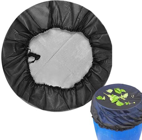 Net for Water Butt, Mesh Cover For Rain Barrel, Rain Barrel Covers with Adjustable Drawstring, Mesh Strainer for Rainwater Buckets and Collection Barrels Keeps Leaves and Dirt Away