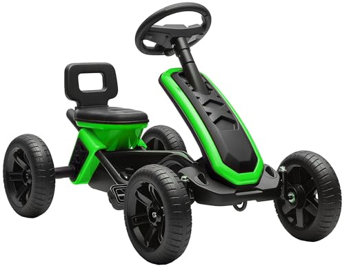 AIYAPLAY Kart Pedales, Go Kart con Ruedas Antideslizantes de EVA, Marco Metálico, Carga 30 kg, para Niños y Niñas de 2-5 Años, Verde