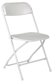 White Folding Chair, Plastic Seat and Back, Metal Frame, Portable Event Seating