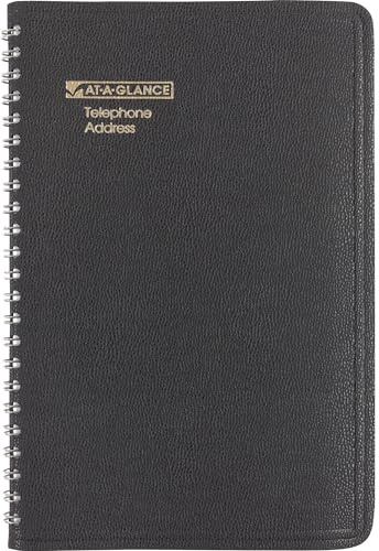 AT-A-GLANCE Large Telephone & Address Book, 800+ Entries, 4-7/8 x 8 Page Size, Black (8001105)