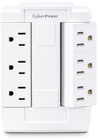 CyberPower GT600P 6 Outlet Swivel Grounded Wall Tap, White