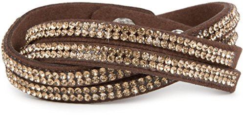 styleBREAKER weiches Strass Armband, eleganter Armschmuck mit Strassteinen, Wickelarmband, 2x2-Reihig, Damen 05040004, Farbe:Dunkelbraun/Hellbraun