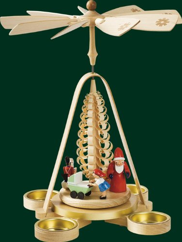 Rudolphs Schatzkiste Table Pyramid Gift-Giving of Tea Lights Seiffen Pyramid People Art 28cm ore Mountains New
