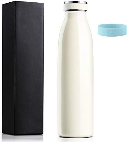 Love-KANKEI Water Bottle Vacuum Insulated Bottle 500ml/24hrs Cold - Stainless Steel Double Walled and BPA Free - 12hrs Hot Drinks Water Coffee Milk White Thermal Flask Travel Flask