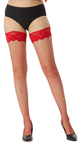 MANZI Fishnet Hold Up Stockings - Women Lace Net Stockings Lingerie Sexy