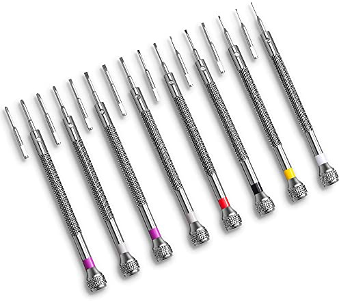 VAKOGAL 8PCS Professional Micro Precision Screwdriver Set 0.6-1.6mm, 8 Extra Replace Blades for Watch, Eyeglasses, Jewelry Work, Electronics Repair