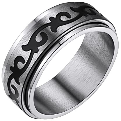 FindChic Nudos Trisquel Spinner Anillo Anti Estres Sortija de Acero Inoxi para Mujeres Hombres Anillo Dos Capas, Platino Tamano 22 (62.1mm)