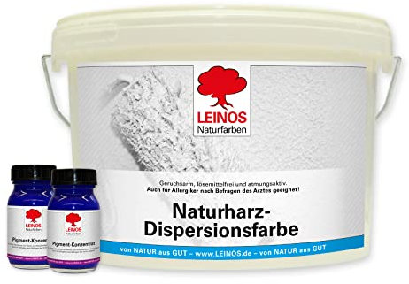 LEINOS Set Wandfarbe | 2,5l Naturharz-Dispersionsfarbe 660 + 125ml Pigment-Konzentrat 668.323 Ultramarin-Blau
