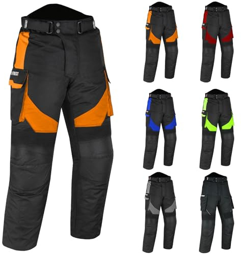 PROFIRST Motorbike Waterproof Trouser Motorcycle Protective Pant Motorcycle Armored Trouser for Men| Length 32 Inch (XL, Orange)