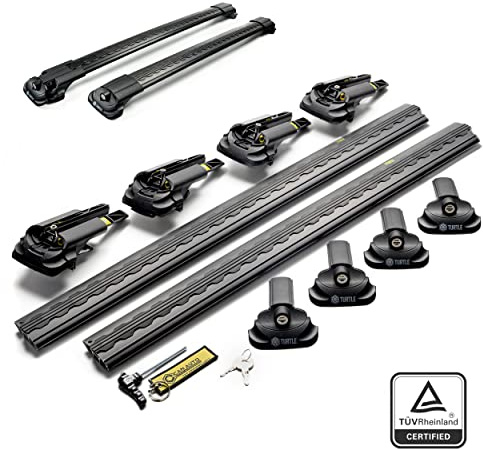 TURTLE AIR1 | Barre Portatutto, Portapacchi, Barre da Tetto | Compatibile con Toyota RAV 4 (XA40) 2013-2019; Viene utilizzato per il montaggio di box da tetto, portabiciclette, scale | TÜV