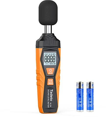 Fonometro Tadeto Fonometro Professionale Portatile da 30dB a 130dB con Display LCD A/C Pesato per le Fabbriche di Casa (arancia)