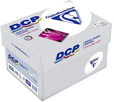 Clairefontaine - Ref. 1857SC – 625 ark vitt A4-papper - Digital Color Printing 250 g/m² – Kartong med 5 paket med 125 blad – Färg: Vit (170 CIE)