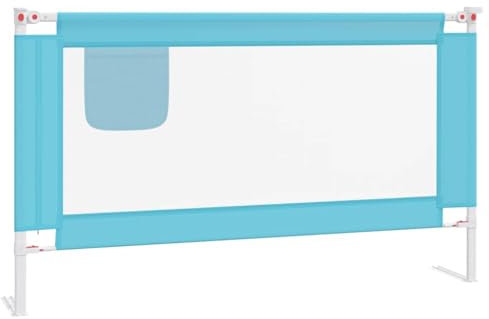 vidaXL Kleinkind Bettschutzgitter Bettgitter Kinderbettgitter Babybettgitter Gitter Kinderbett Babybett Rausfallschutz Blau 140x25cm Stoff