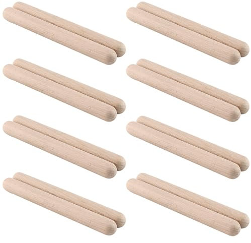 CHUIFAI 16 Stück 20cm Klanghölzer Rhythmusstöcke Set, 2cm Klangholz Instrument, Holz Klangstäbe für Schlagzeug, Bands, Musikunterricht