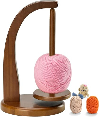 NECBAOA Porta Gomitolo Legno per Uncinetto e Maglia – Filare di Lana con Meccanismo Magnetico Rotante e Base Antiscivolo – Supporto per Lavori a Maglia, Idea Regalo per Amanti dell’Uncinetto